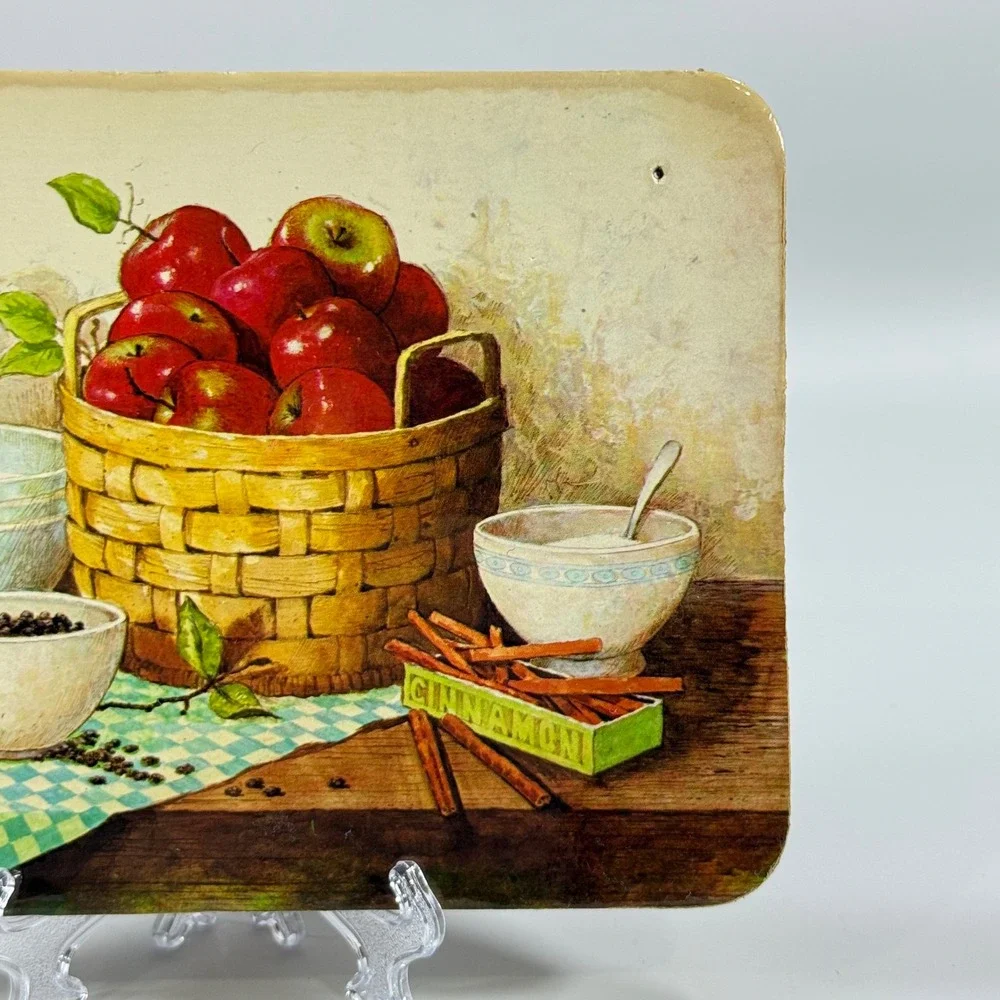 VTG Apple Harvest Cork Placemat Hot Pad‎ Small Multicolor Country Cottagecore
